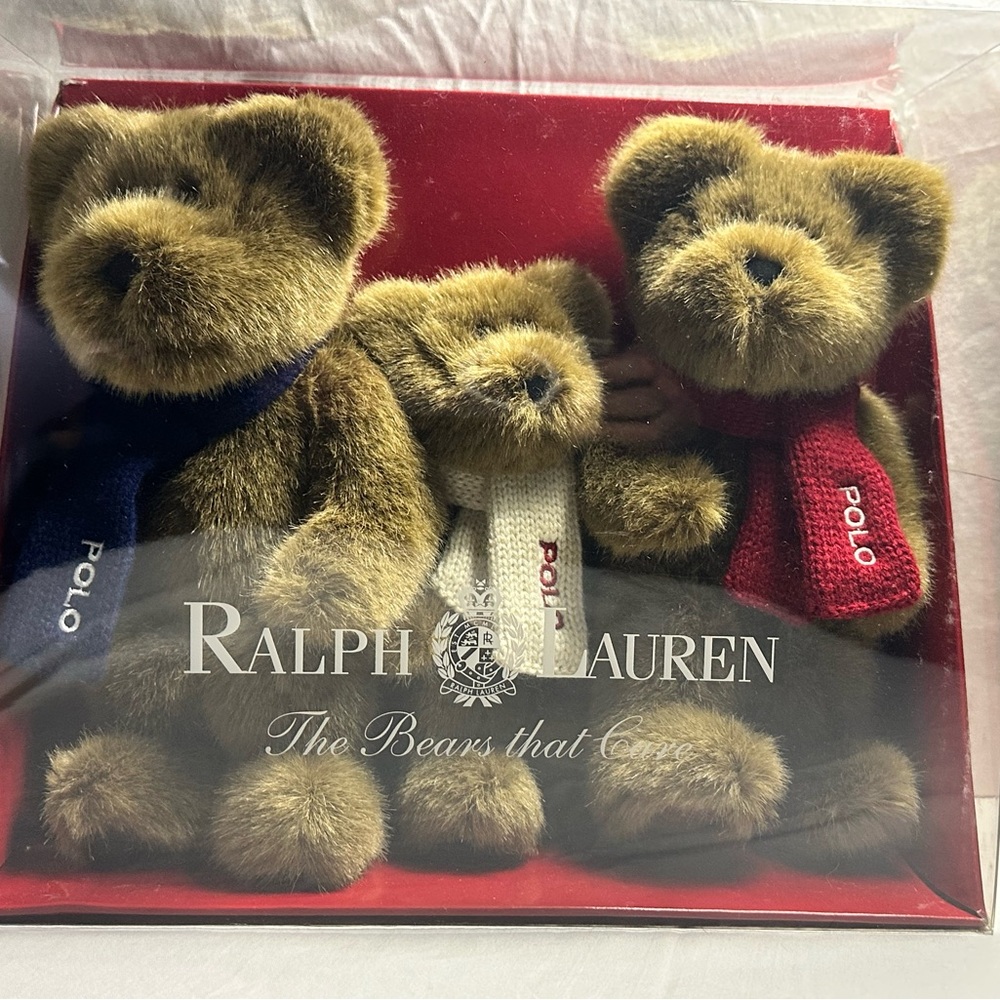 Vintage Ralph Lauren Polo Plush The Bears That Care Red, White & Blue Scarves